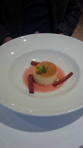 Creme Caramel with Rhubarb at Beechhill