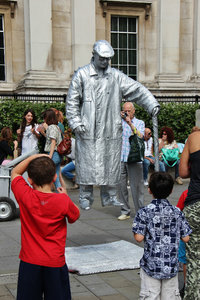 Levitating man in Trafalgar Square