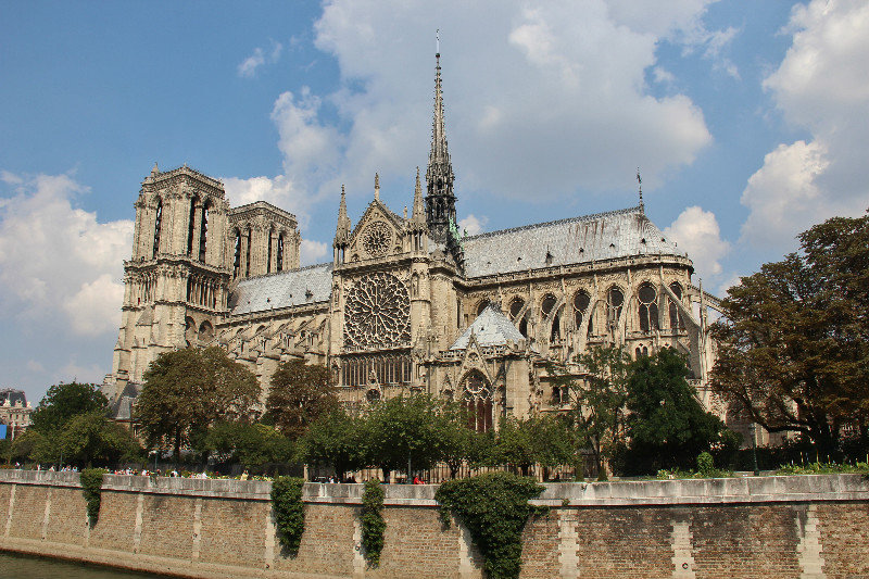 Side view of Notre-Dame Cathedral