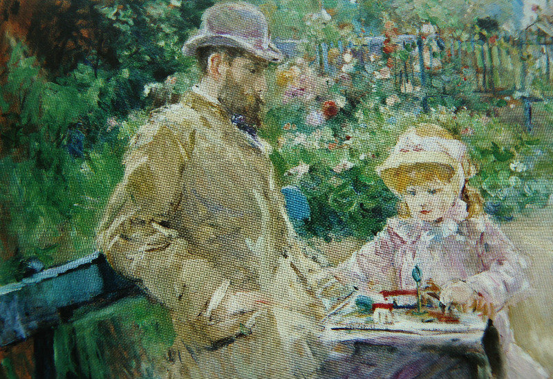 Eurgene Manet et sa fille dans le jardin de Bougival