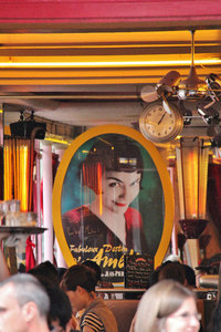 Autographed movie poster in Cafe des Deux Moulins