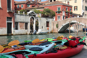 Kayaks on Venice canal