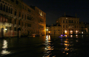 Venice at night, along the Grand Canal