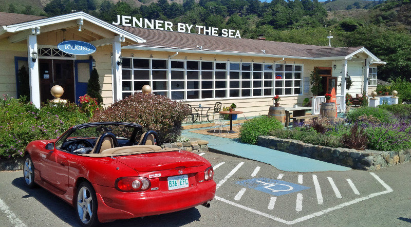 Our Miata at the Jenner Cafe and Wine Bar