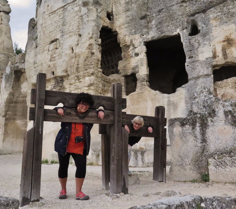 Sylvia and Chris in the Stocks in Les Baux