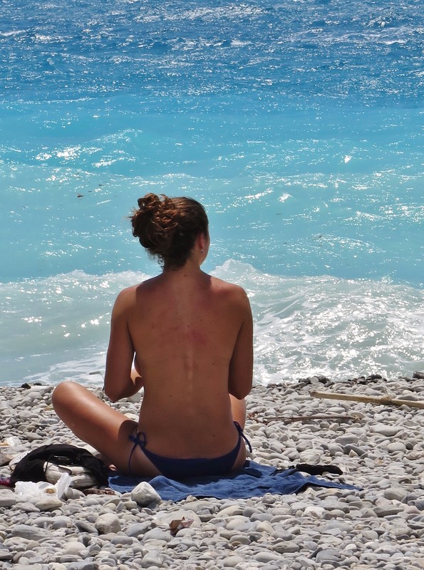 Sunbather in Nice, on the Côte d'Azur
