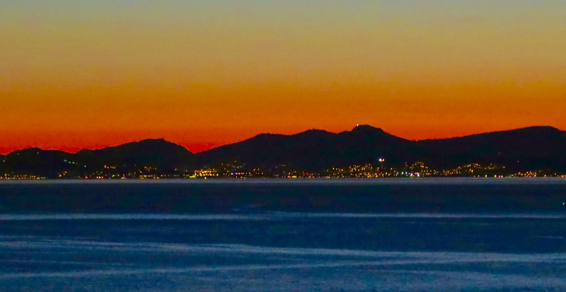 Sunset across Mediterranean towards la Lavandou