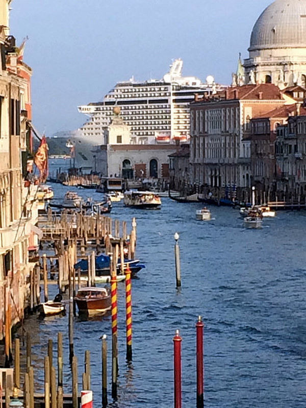 View of Cruise Ship from Ponte Accademia