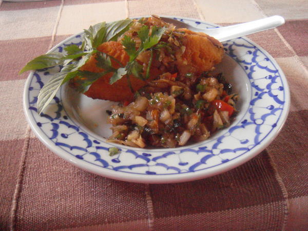 fried fish with chilli and basil