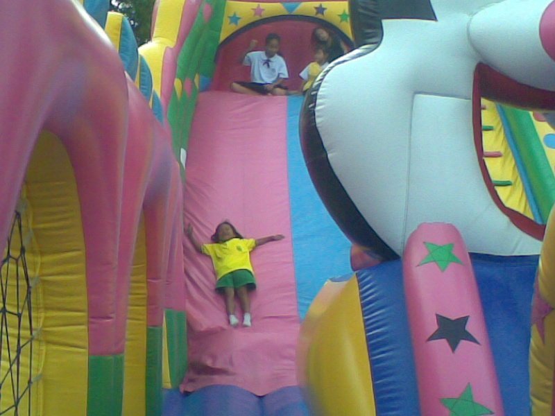 Bim enjoying the bouncy castle at the market