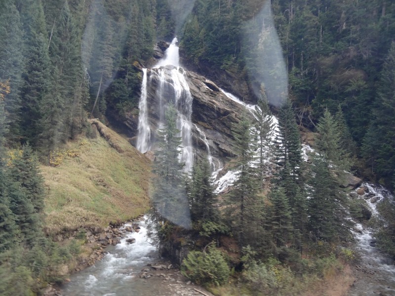 Athabasca Falls from train window