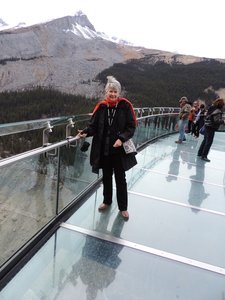 Glacier Skywalk - Helen being brave!
