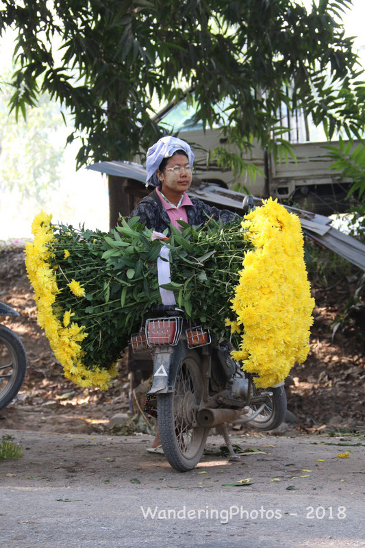 Motorcycle flower stall - Flower Market Mandalay 