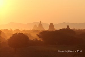 Sunset over the Stupas of Bagan
