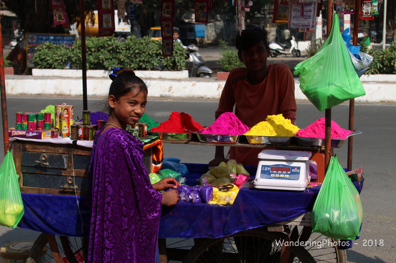 Stall selling Colourful Paint Powder