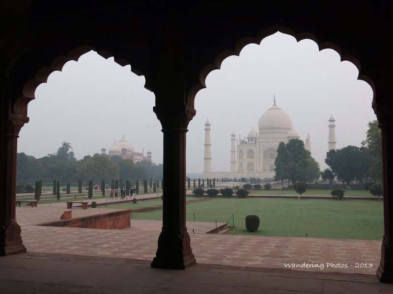 The Taj Mahal and Mosque through the archway