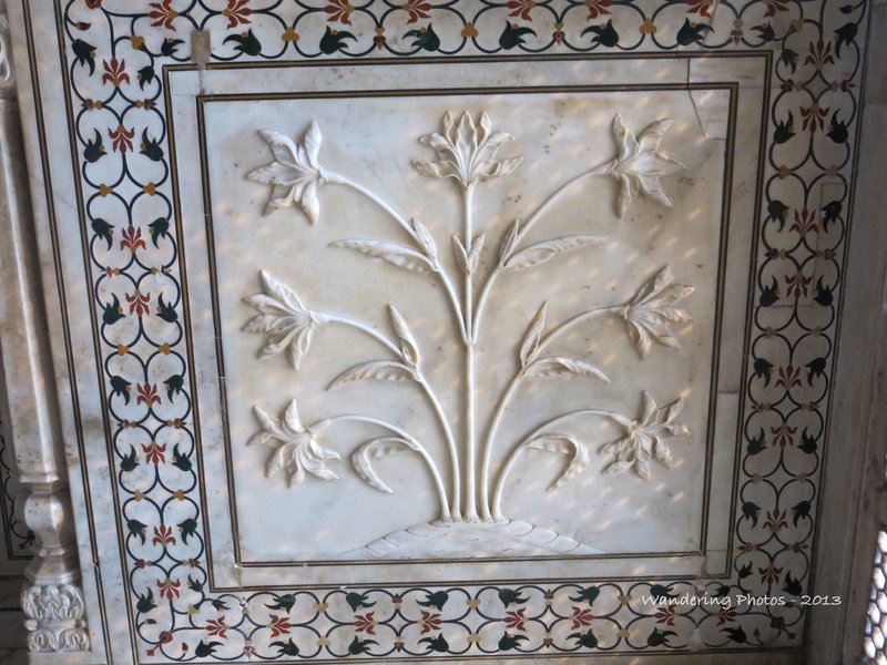 Intricate relief carving and Pietra Dura on the Taj Mahal 