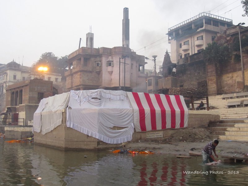Cremation ghats screened from view