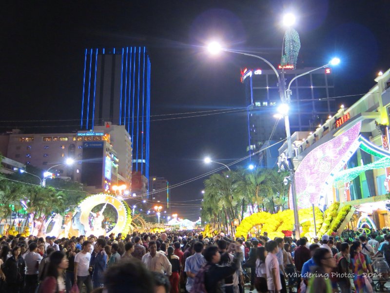 Nguyen Hue - flower street - packed with flowers and people