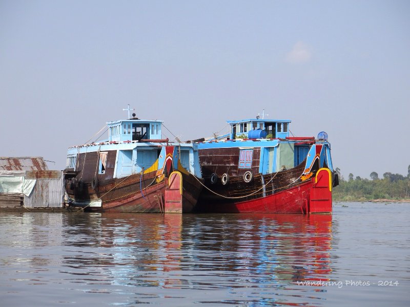 Colourful boats on the Mekong