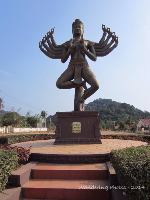 Hindi deity statue in the centre of a roundabout - Kep Cambodia