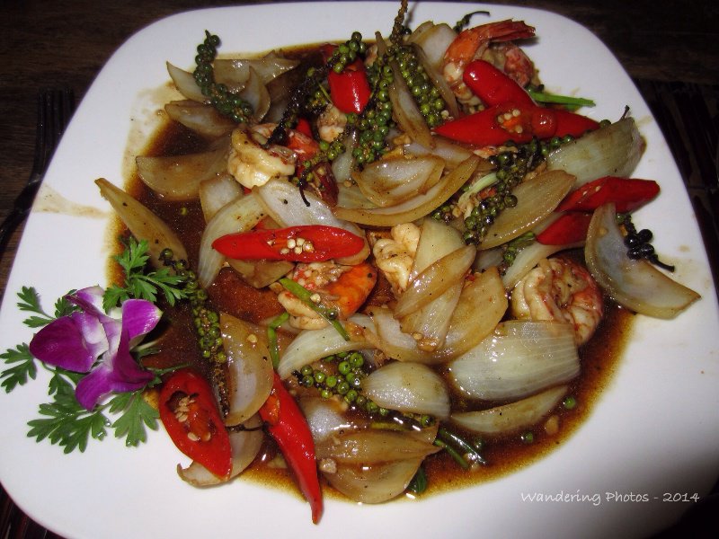 Prawns with Kep/Kampot fresh green peppers - Kep Cambodia