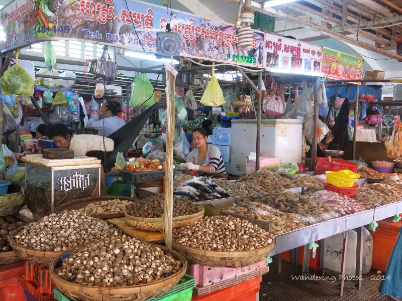 Very popular river clams for sale - Central Market Phnom Penh Cambodia