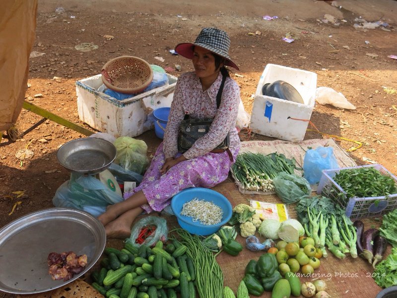Vegatables for sale in a small rural village market - Cambodia