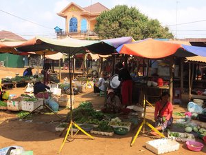 General scene of a small rural village market - Cambodia