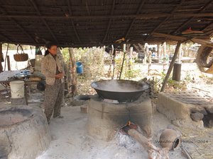 Boiling palm sap in a small rural village - Cambodia