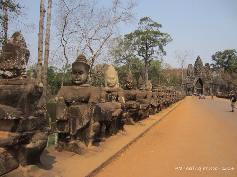 Rows of carved Gods lining the path to the South Gate - Angkor Thom