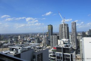 View across Melbourne from our 30th floor apartment