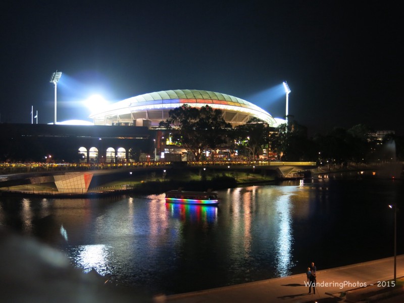The Adelaide Oval all lit up after the match
