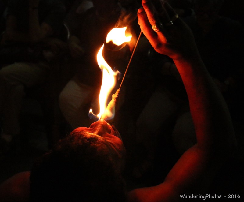Fire eating at Kandy Cultural show