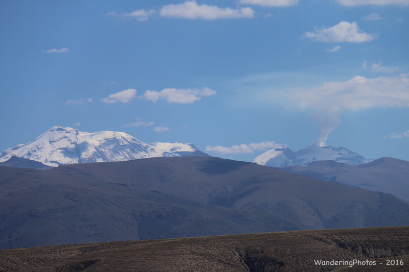 Mount Ampato and Mount Sabancaya across the altiplano.