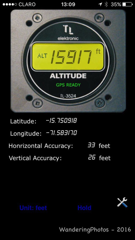iPhone altitude app - showing our highest altitude on the Altiplano