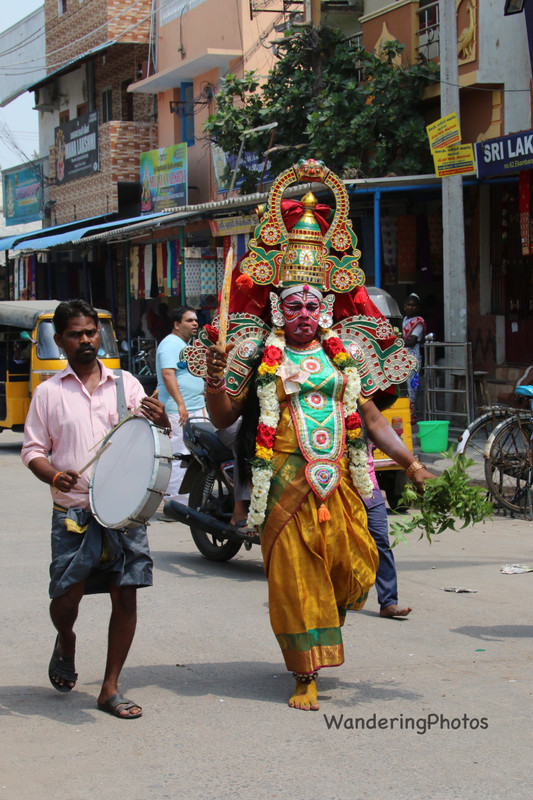 Pilgrim dressed in Kathakali Dancer - Kanchipuram