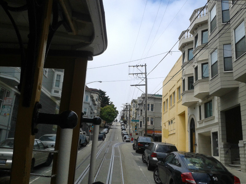 Hanging Off Side of Moving Cable Car