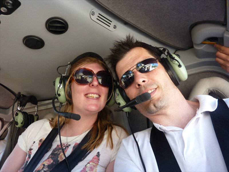 Us in helicopter preparing for flight