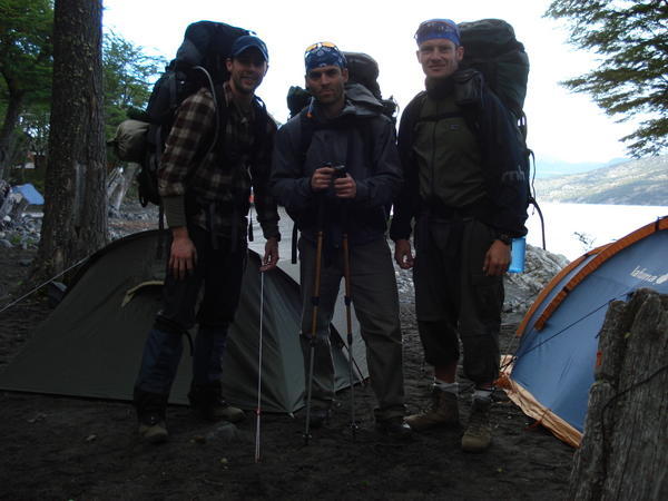 Three amigos after a great trek through the mountains toward Lago Grey