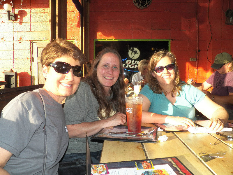 Connie, Diane and Karen at the Crab Shack in Folly Beach