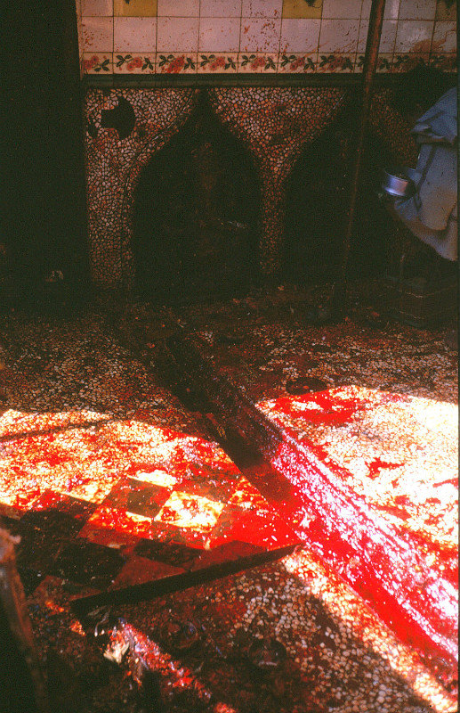 sacrificial blood at Daksin Kali