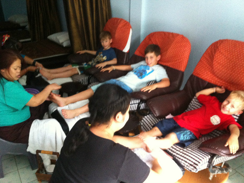 Boys enjoying their Foot Massage