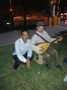 Me and a Turkish old man singing for our supper during Ramadan