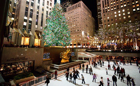 Xmas tree and ice skating rink at Rockfellar Centre NYC - can't wait to be there for the New Year