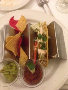 Trout tacos with guacamole and salsa