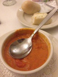 Roasted pepper and Gouda soup