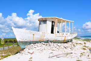 Shipwreck on the beach in Cozumel