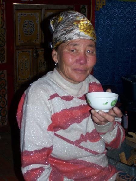 Grandmother with suutei tsai