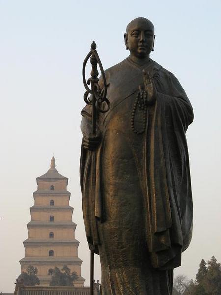 Goose Pagoda and travelling monk